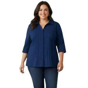 Lafayette 148 Navy Tunic Blouse Size 20